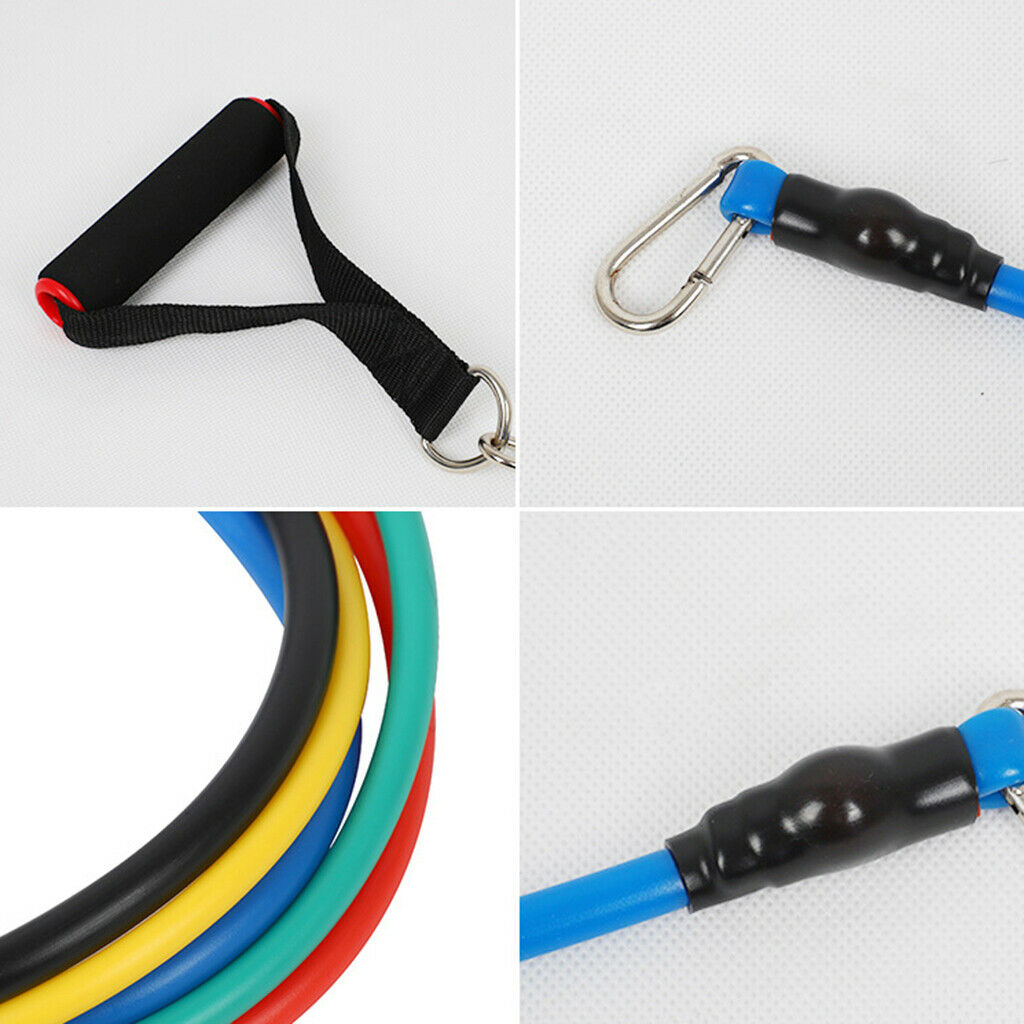 11 Pieces TPE Resistance Bands Tube Set Leg Chest Belly Glutes Builder Yoga