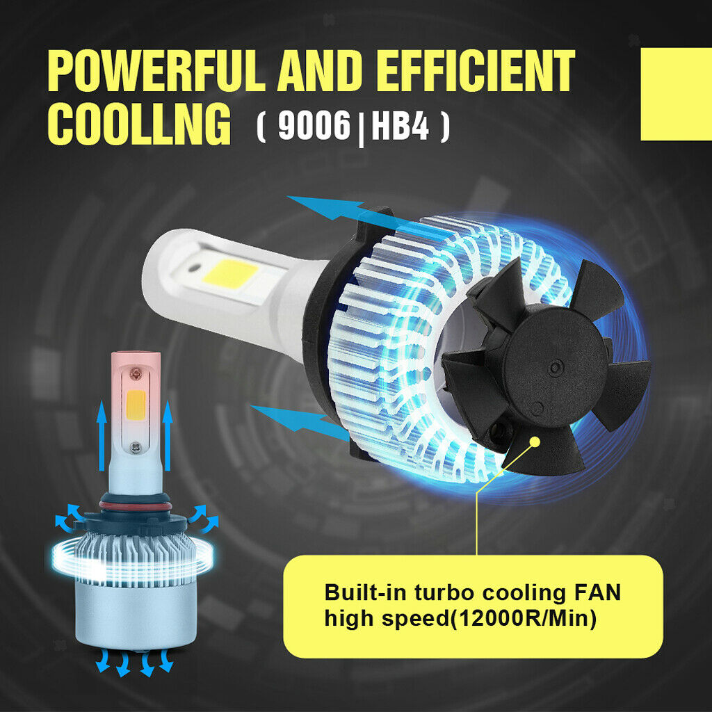 2 Piece LED Headlight Bulbs 6000K Conversion Kit 9006 HB4 72W 7200LM