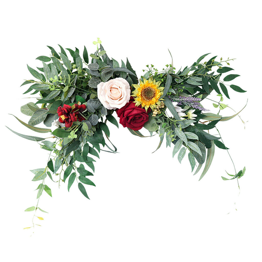 Artificial Wedding Arch Swag Flower Wreath Ornament Door Rose Decorative