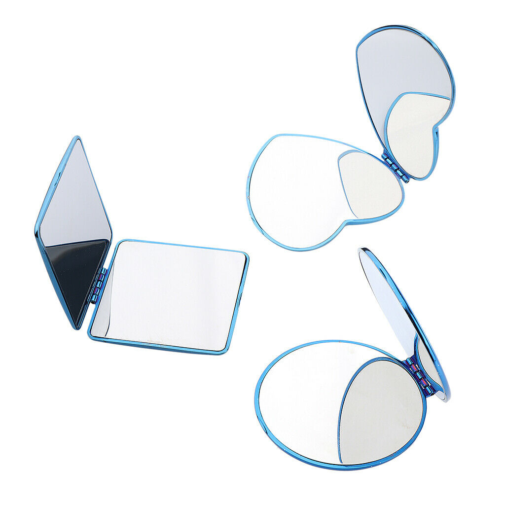 Round Lady Makeup Mirror Portable Compact Pocket Beauty Cosmetic Mirrors - Blue,