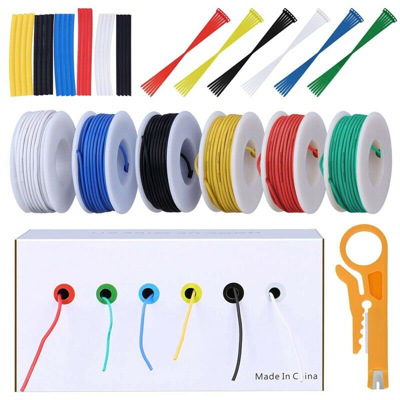 22AWG Electronics Wire Kit, Jumper Wire Hook Up Wire Kit Flexible Silicone WirI9