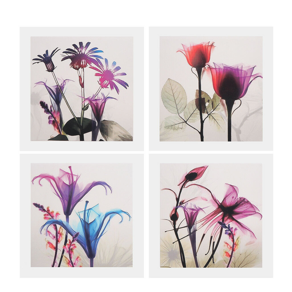 4 Panel Modern Art Painting Oil Painting on Canvas Poster Colorful Flower