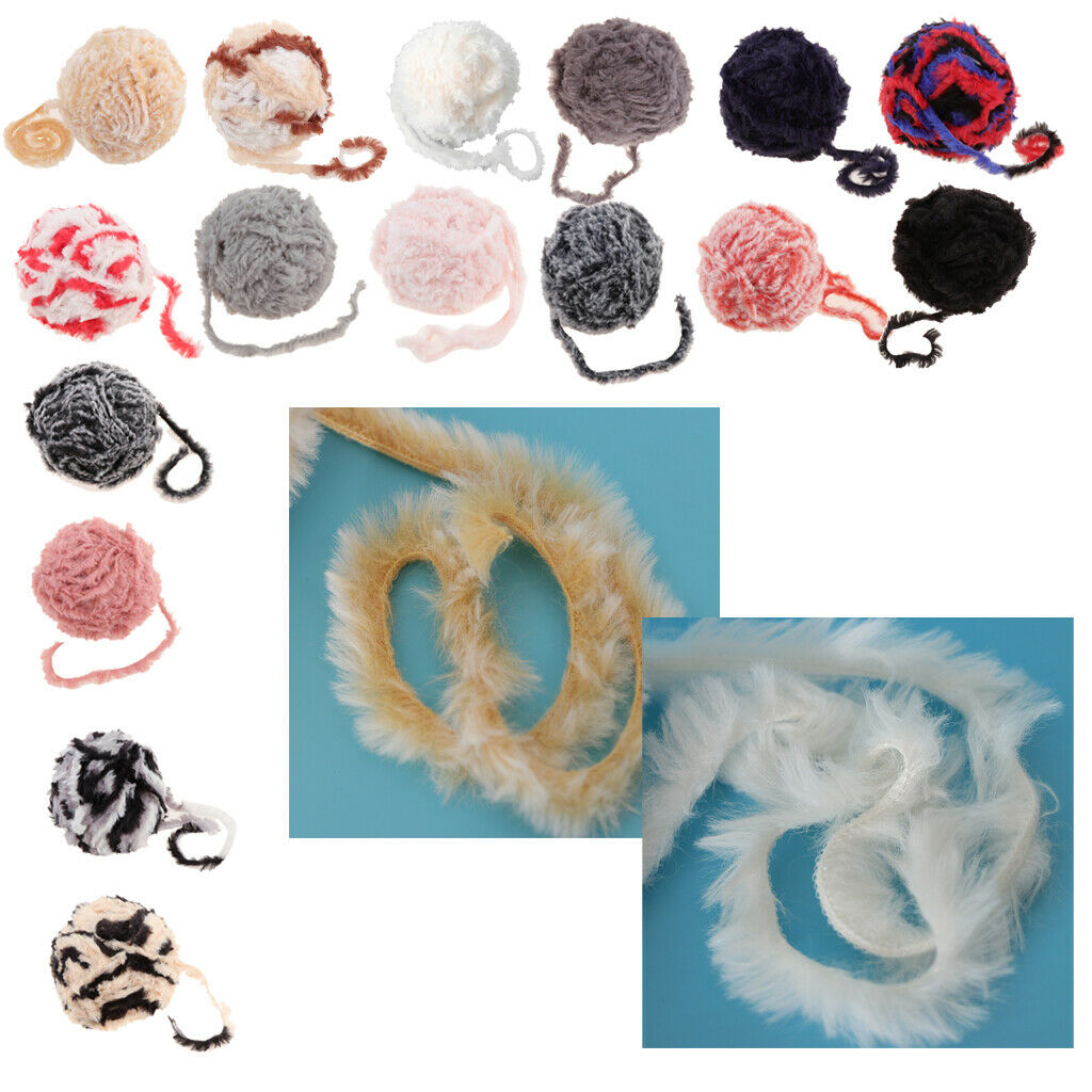 32m Fashion Faux Fur Chunky Wool Yarn for Knitting Crochet Sweater Project White