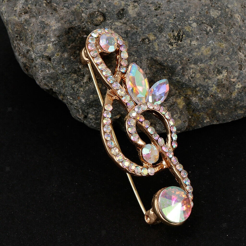 2pcs Crystal Rhinestones Brooch Music Note Breastpin Hat Pin For Men Women