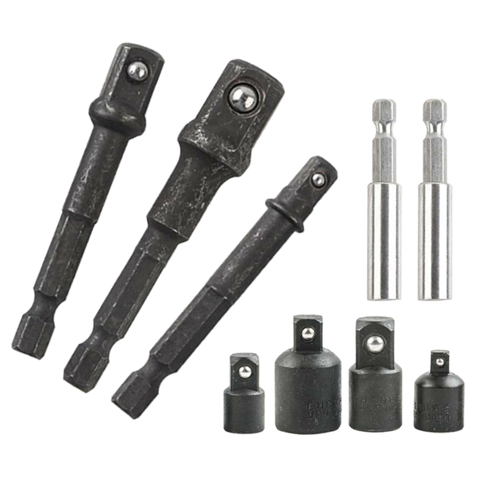 9-pack Hex Drill Socket Converter Reducer Power Extension Bit Kit Impact