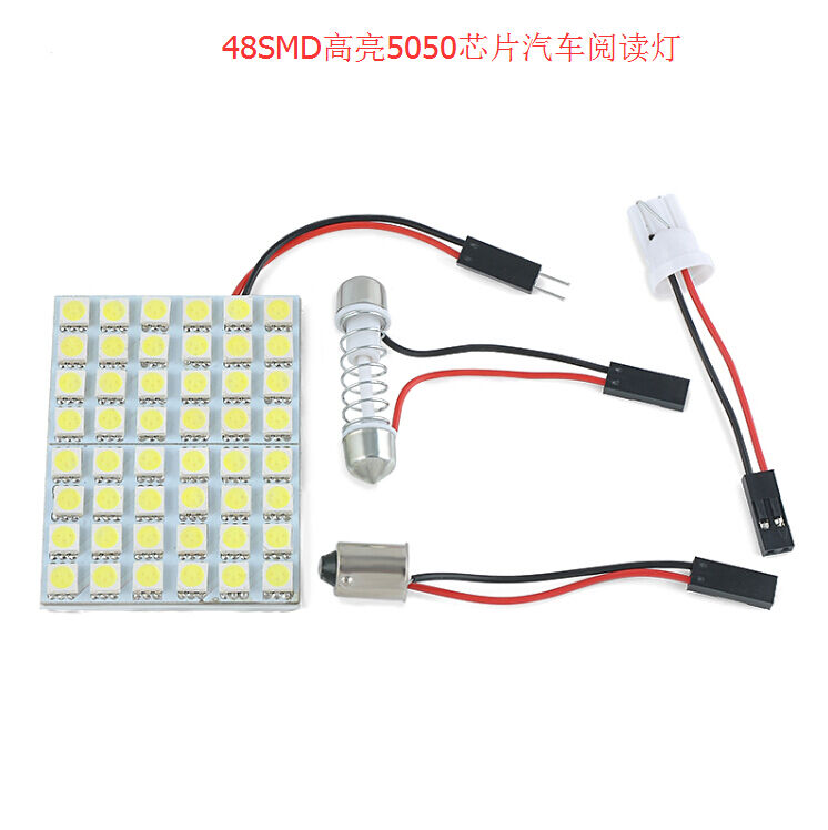 Car Interior 5050 LED White Light 48 SMD Lamp Panel T10 Festoon Dome BA9S 12V 5W