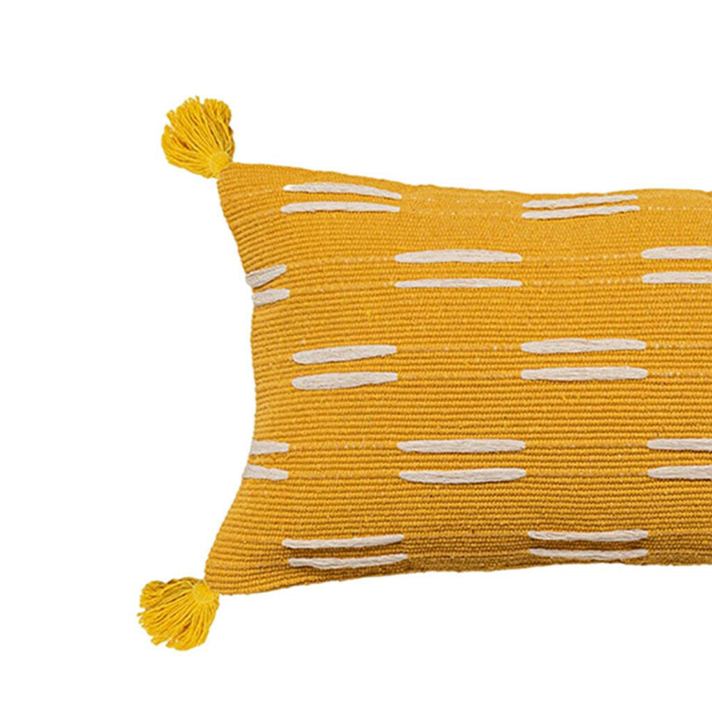 Bohemian Pillow Cover Tufted Four-corner Tassel Farmhouse Yellow Rectangle