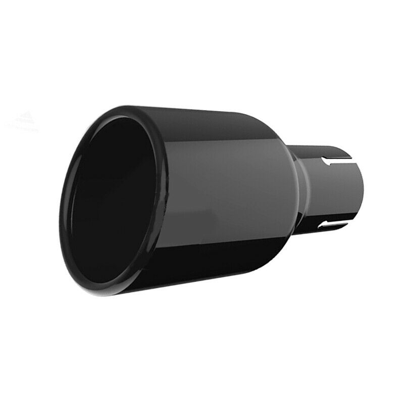 1PCS Stainless Black Car SUV Exhaust Tip Round Muffler Pipe w/ 60-63mm Clamp on