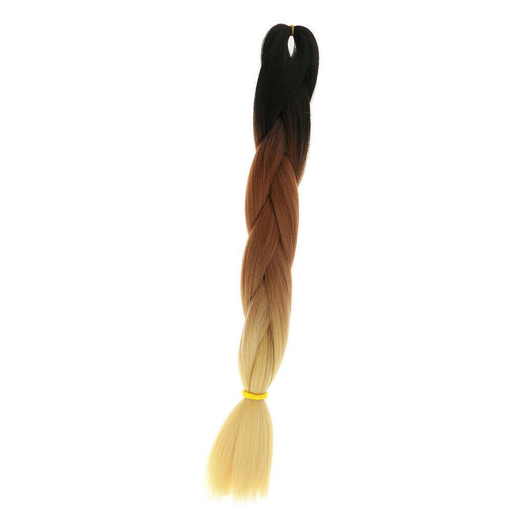 24" Ombre Kanekalon Jumbo Braiding Hair Extensions Black+Coffee+Blonde