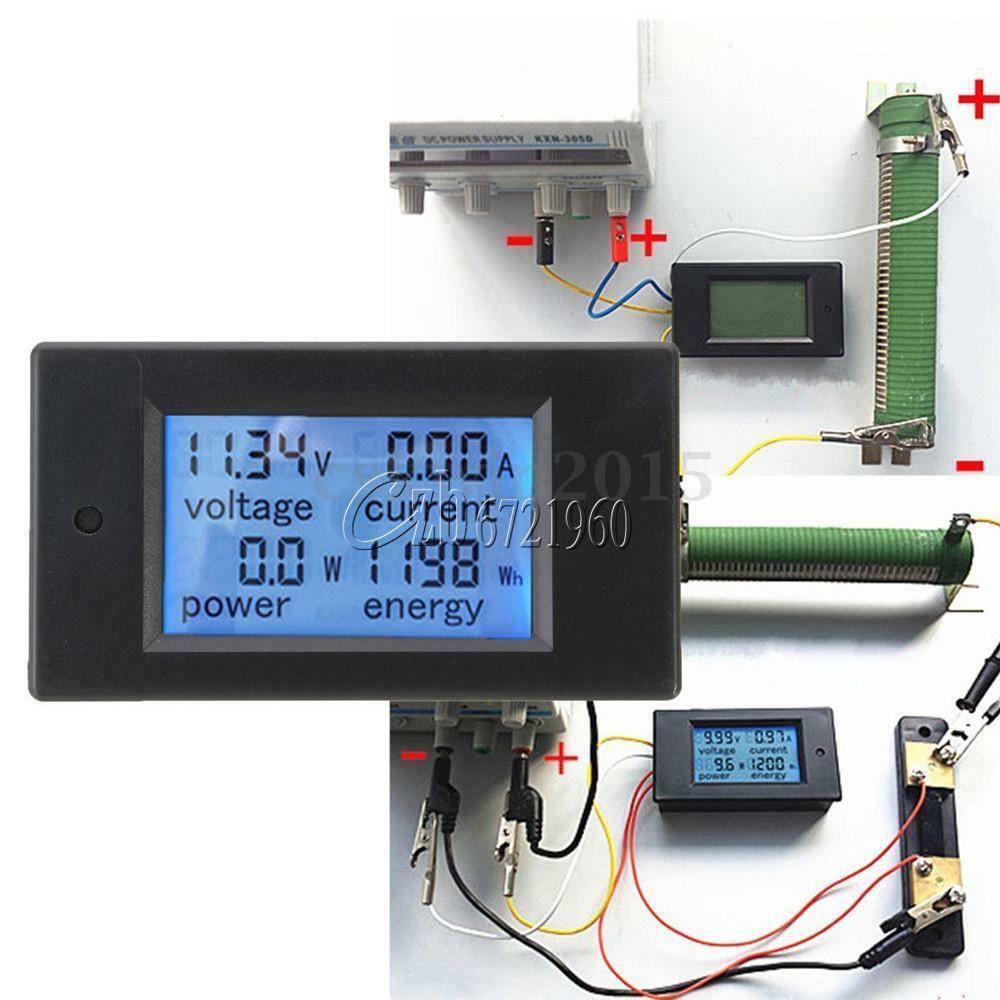 DC Battery 6.5-100V 4 in 1 20A LCD Voltage Current KWh Watt Power Combo Meter