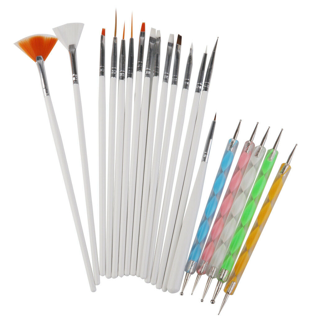MagiDeal Nail Art Painting Brush Nail Dotting Drawing Polish Pen Set 20pcs