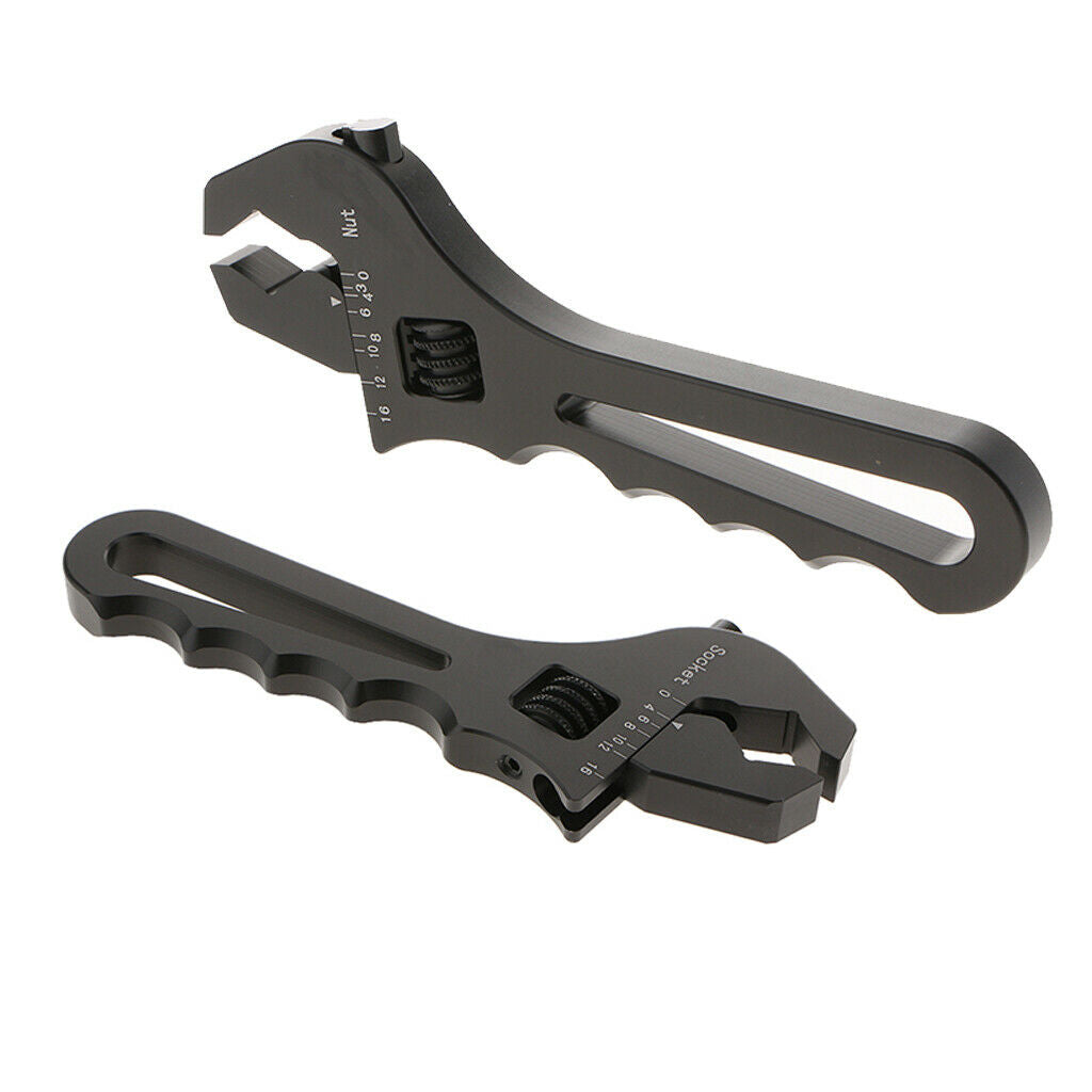 2 Pieces AN3-AN16 Metal Wrench Fitting Tools Spanner Adjustable Fitting Tool