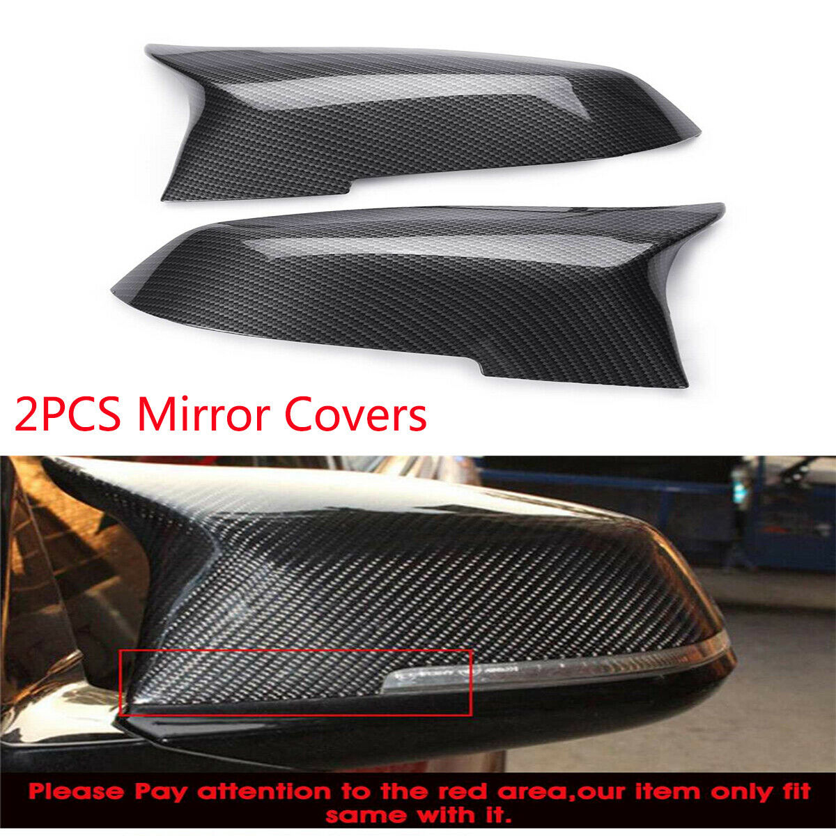 2PC Carbon Fiber Exterior Mirror Cover For BMW 2/3/5 F20 F21 F22 F30 F31 F32 F33