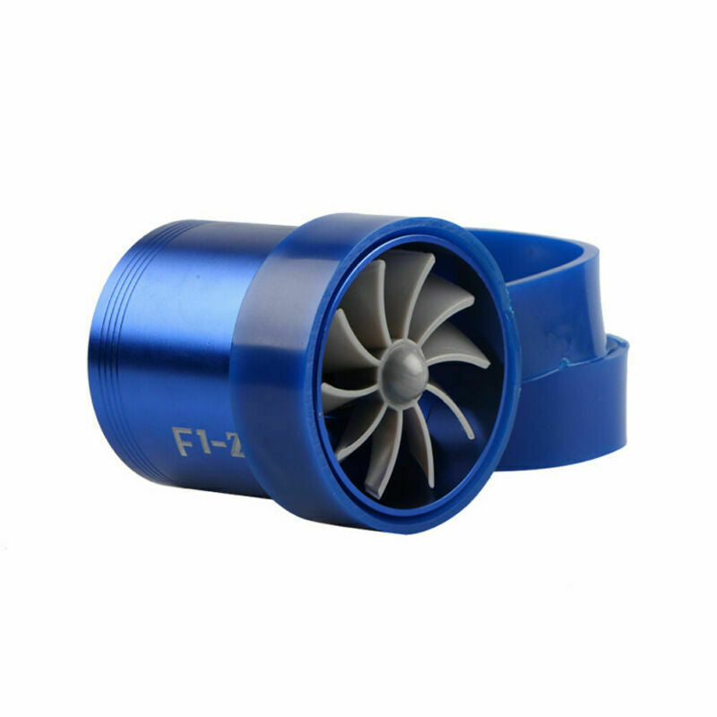 F1-Z Double Turbine Turbo Charger Air Intake Gas Fuel Saver Fan Car Supercharger