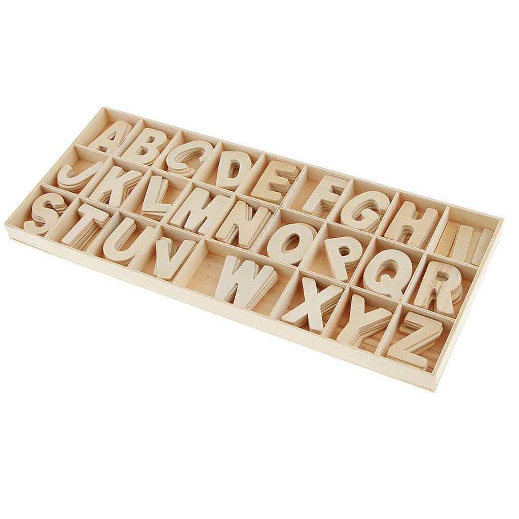 156PCS Wooden Letters,Wooden Craft Letters Shapes with Storage Tray Set,Kids