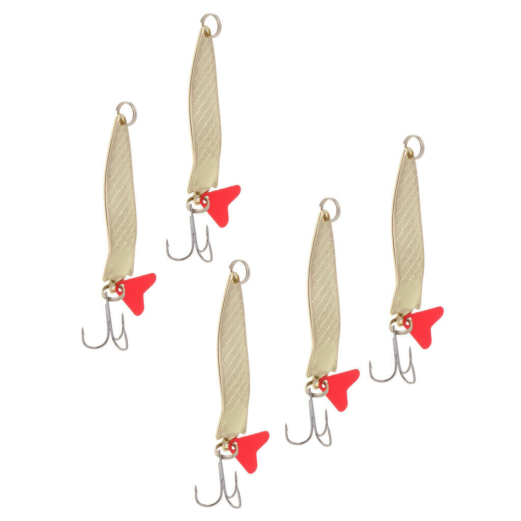 5pcs Spinner Fishing Bass Bait Lures Metal Spoon Crank Baits Tackle Hooks #3
