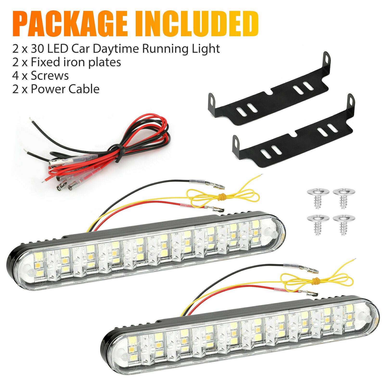 2x 30-LED Daytime Running Light Car Driving DRL Turn Signal Fog Lamp White Amber