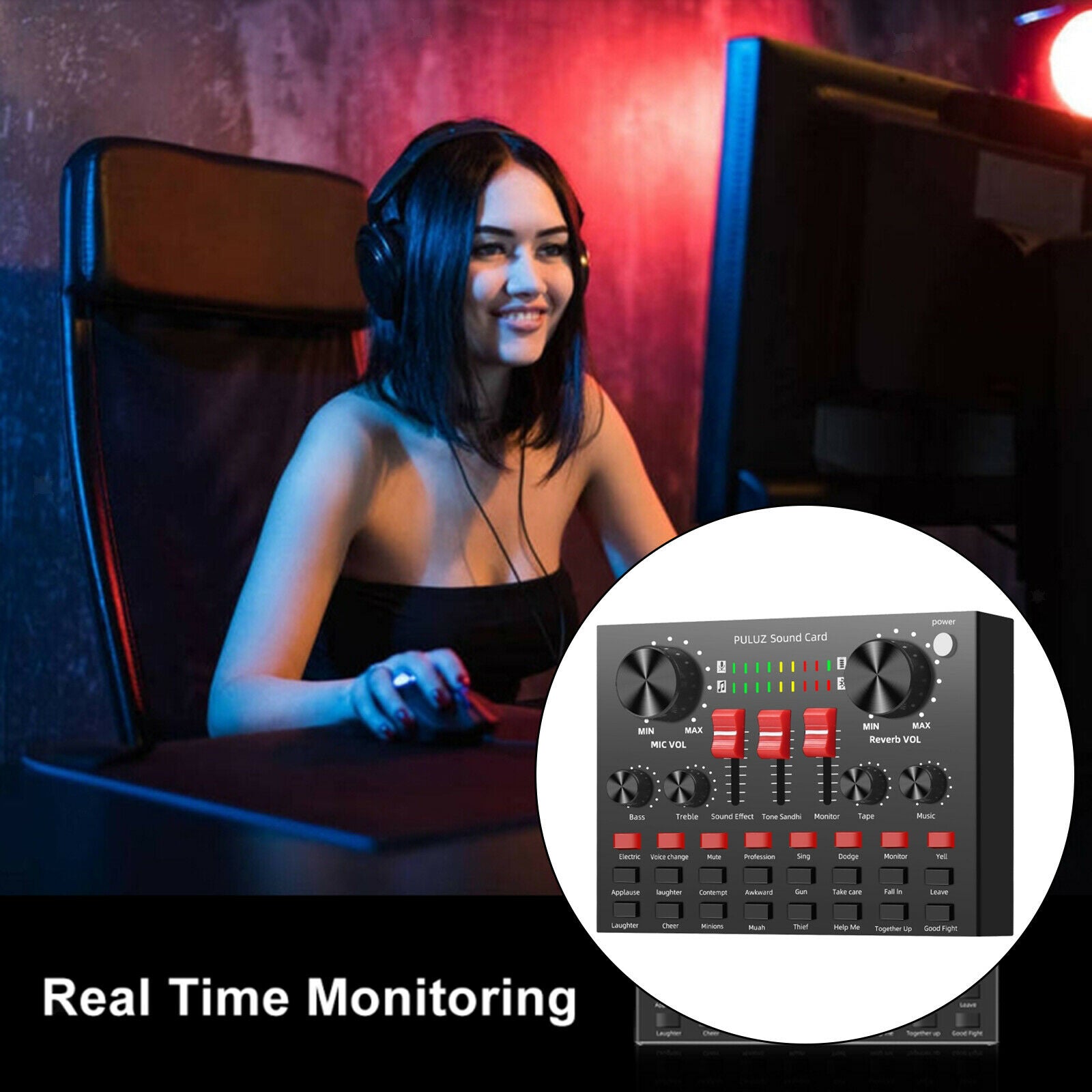 External Sound Card Bluetooth Karaoke Sound Mixer for Laptop Tablet PC