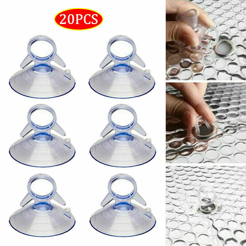 20 X 45mm Car Sunshade Suction PVC Cups Clear Rubber Plastic Window Suckers Pads
