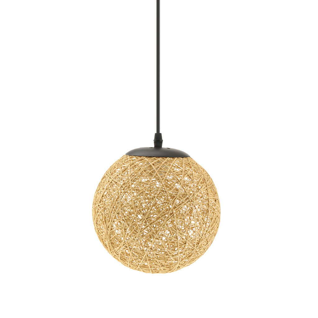 2pcs Round Rattan Shades Light Ball Shape for Bedroom Cafeteria Bar Indoor