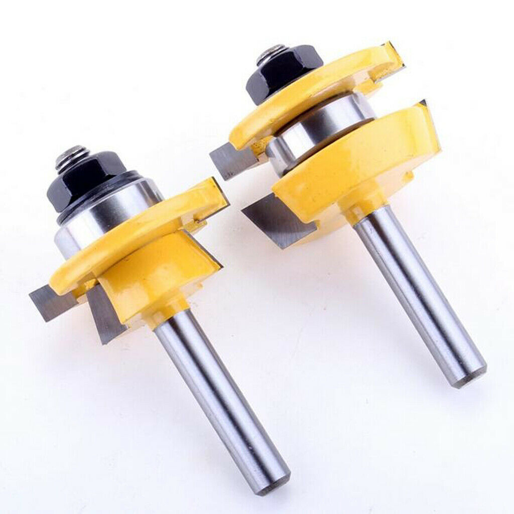 2Pcs 8mm Shank Matched Tongue and Groove Router Bit Woodworking Cutter Tools