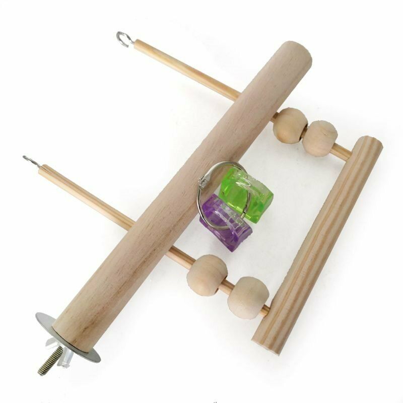 Wooden Parrot Bird Cage Perches Stand Tree Branch Pet Budgie Hanging To.l8