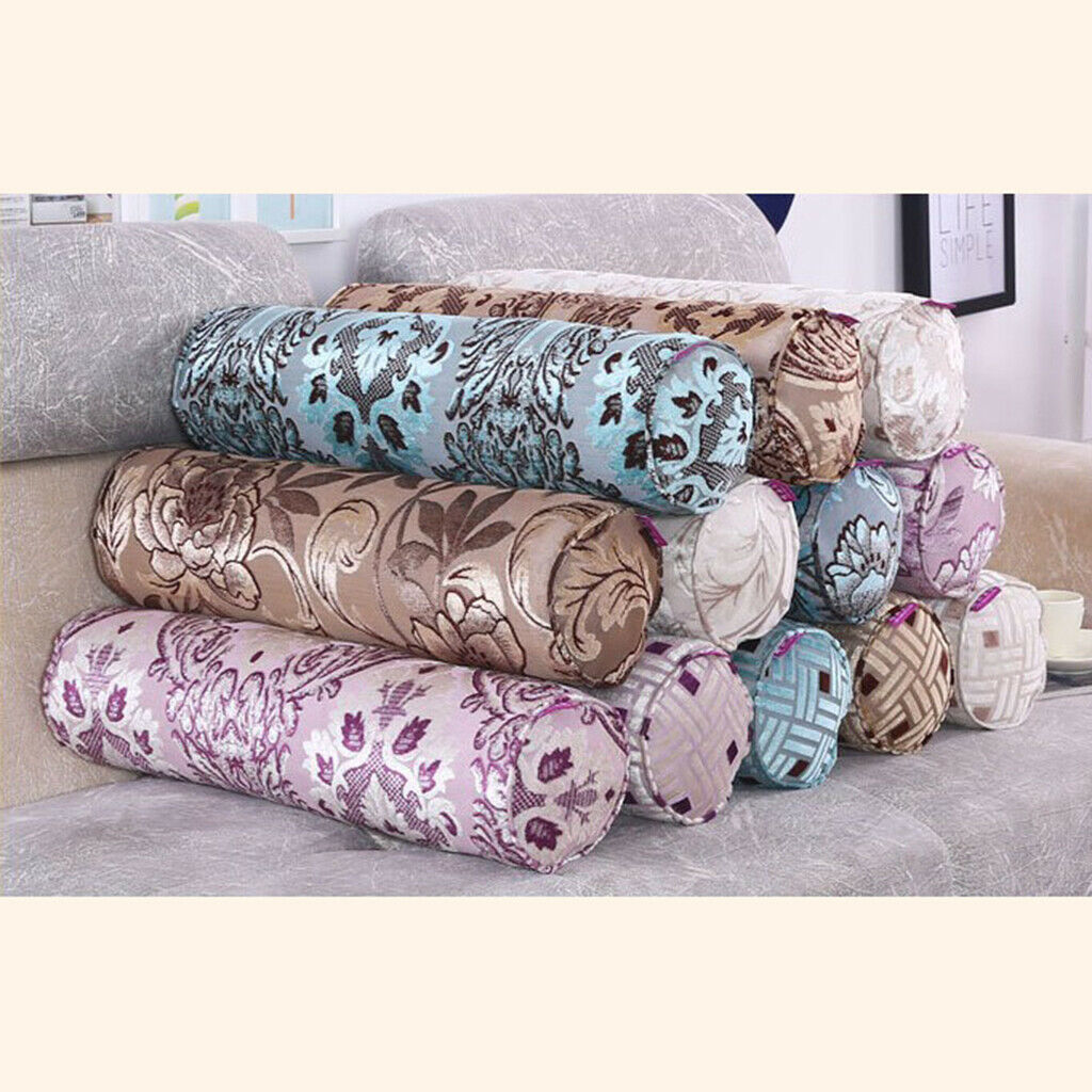Pack of 2 Long Neck Roll Pillow Round Bolster Legs Support w/Removable Cover