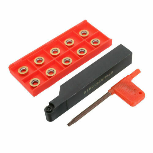 SRAPR1616H10 Milling Lathe Tool Holder + 10Pcs RPMT10T3MO Carbide Inserts Wrench