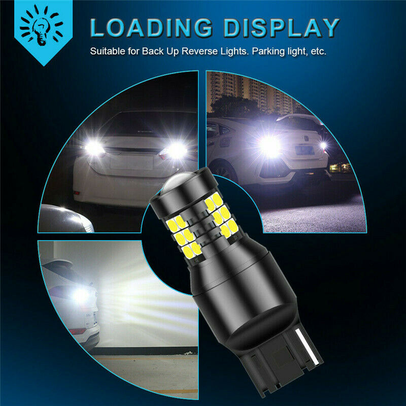 2Pcs T20 7440 W21W LED Rear Reverse Llght Canbus Error-free Backup Bulb 6000K
