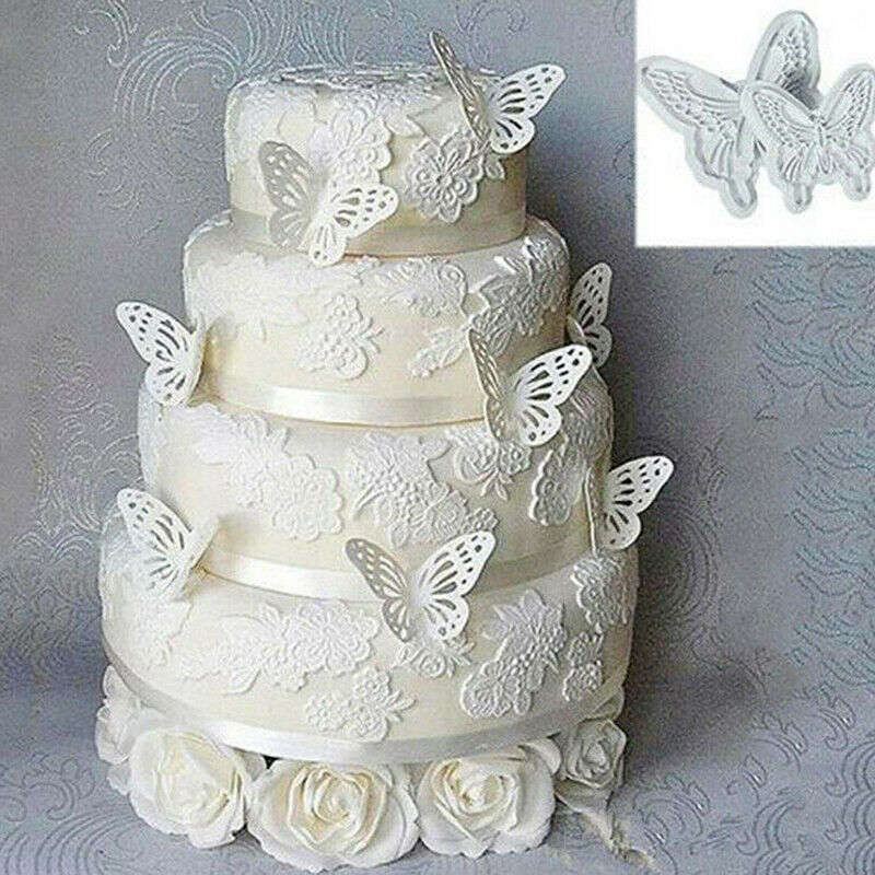 2x/Set Butterfly Cake Fondant Sugarcraft Mould Cookie Plunger Cutter Mold.l8