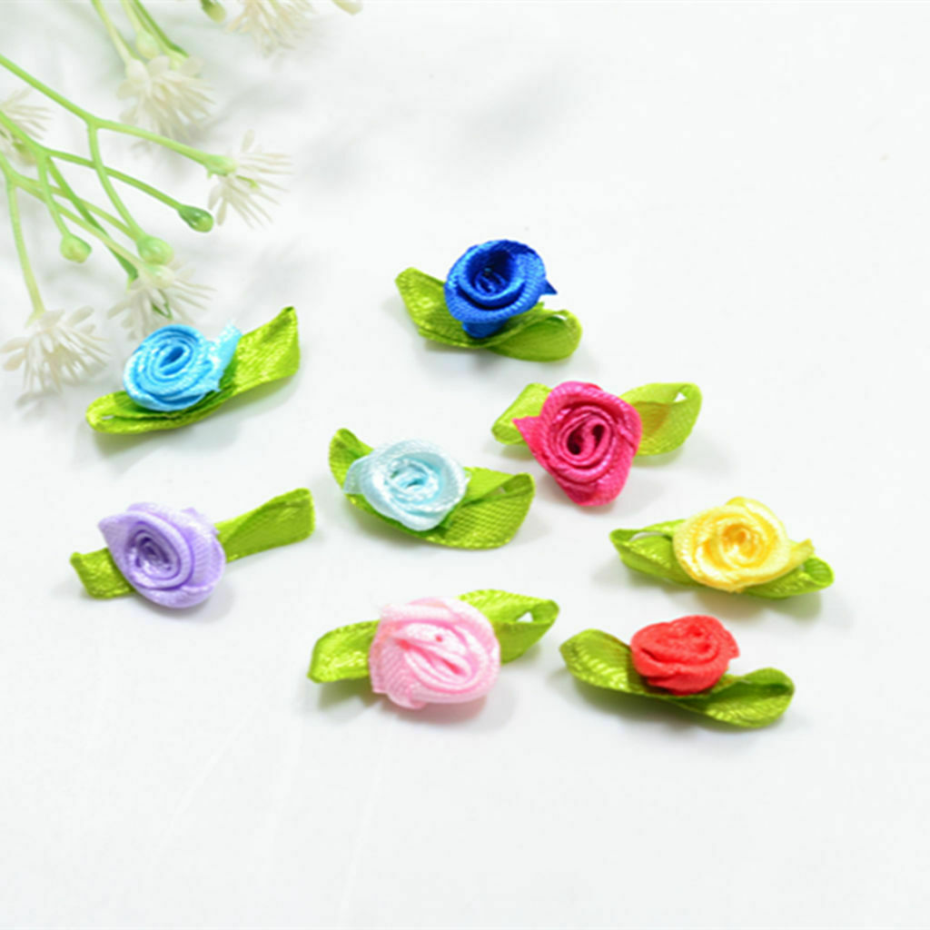 Pack Of 100 Ribbon Rose Flowers Clothing Applique Headbands DIY Craft