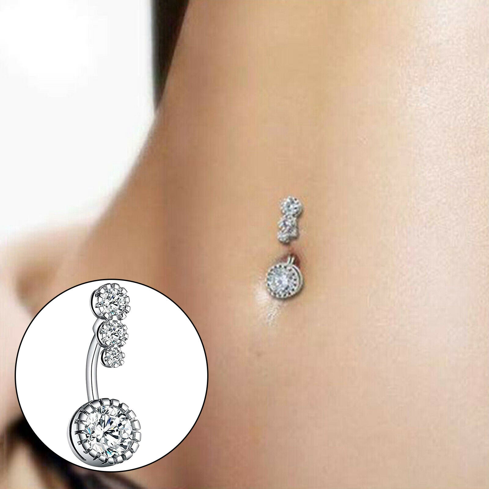 Lady Navel Belly Button Rings Bar Crystal Drop Dangle Body Piercing Jewelrys