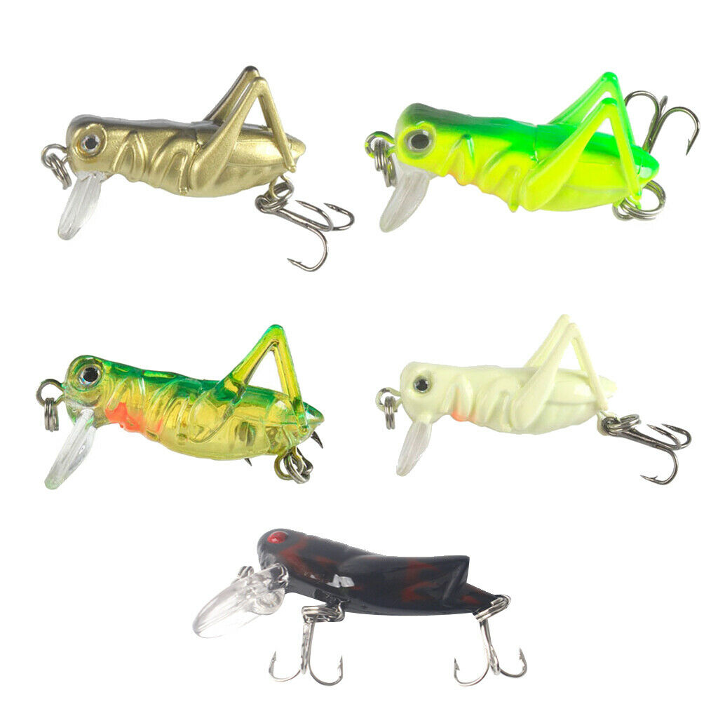 5pcs Simulation Grasshopper Fishing Lure 4cm Hard Baits Insects Locust Lures