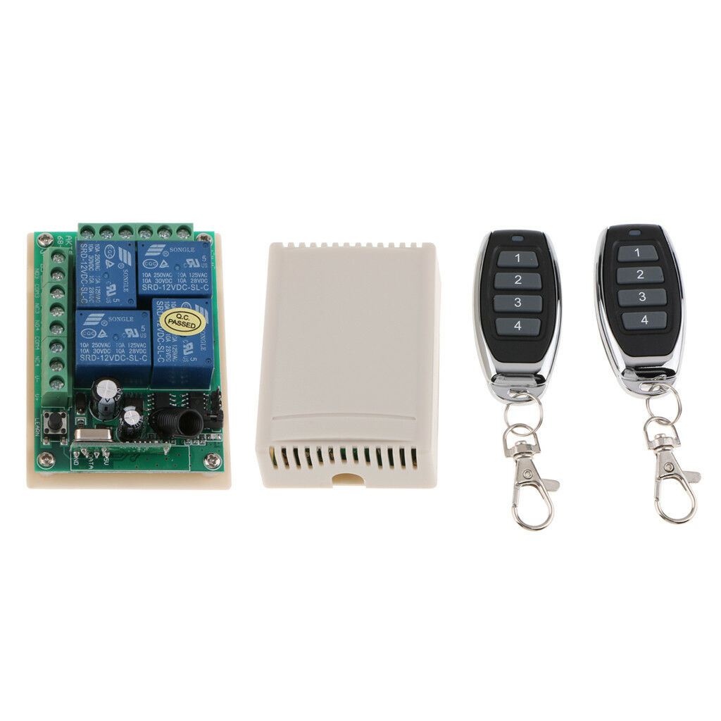 12V Relay 4 Channel Wireless RF Remote Control Switch Transmitter 2 Receiver