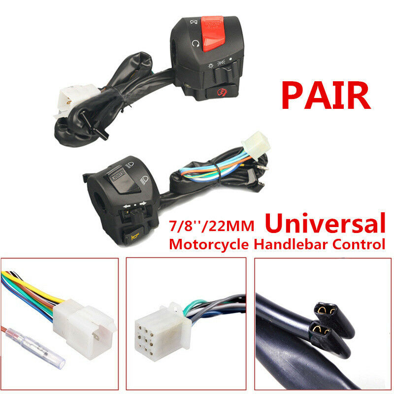 2pcs Universal 7/8'' Motorcycle Handlebar Horn Turn Signal Light Control Switch