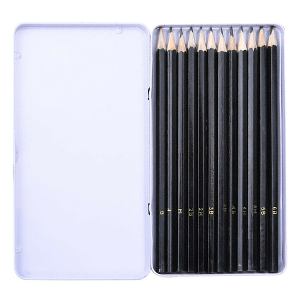 12Pcs Pre Sharpened Black Wood Pencils Drawing Art Student School Supplies
