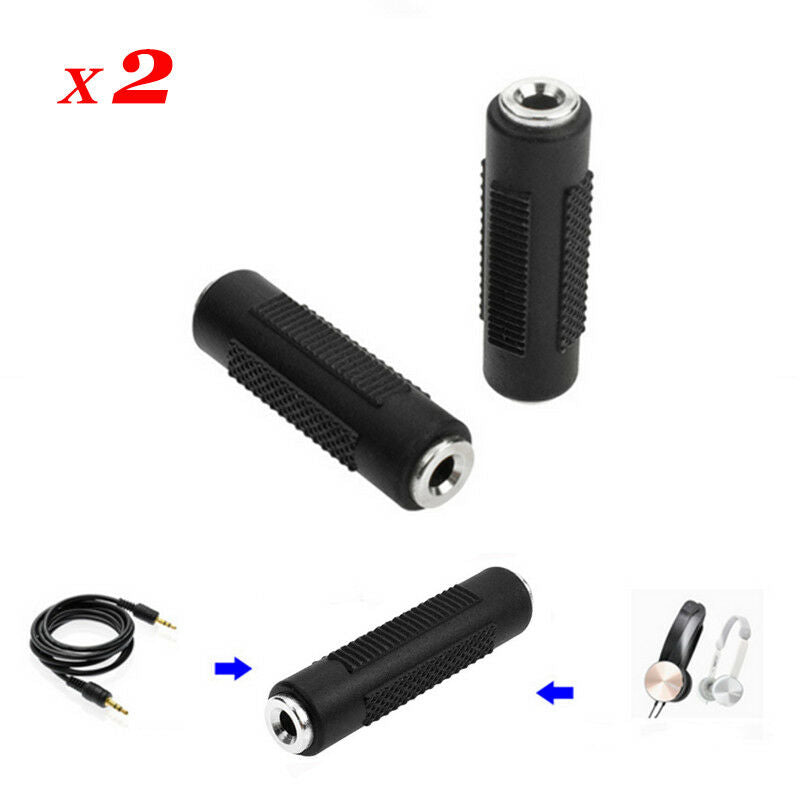 2PCS Stereo 3.5mm Aux Female to Female F/F Jack Coupler Audio Adapter Converter