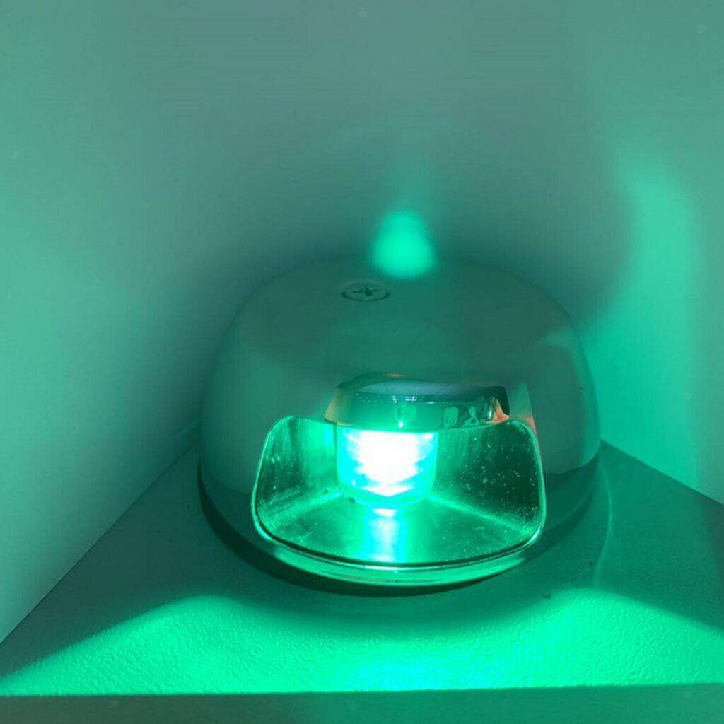 2 Pack Boat LED Rail Light Green&Red 12V 2W Chromed Brushed Nickle Bezel 3"