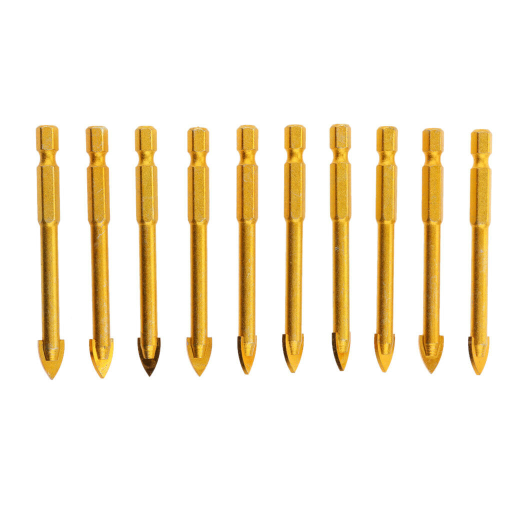 10x 8mm Drill Bits Set Slotted Point with Carbide Tips for Glass Mirror Tile