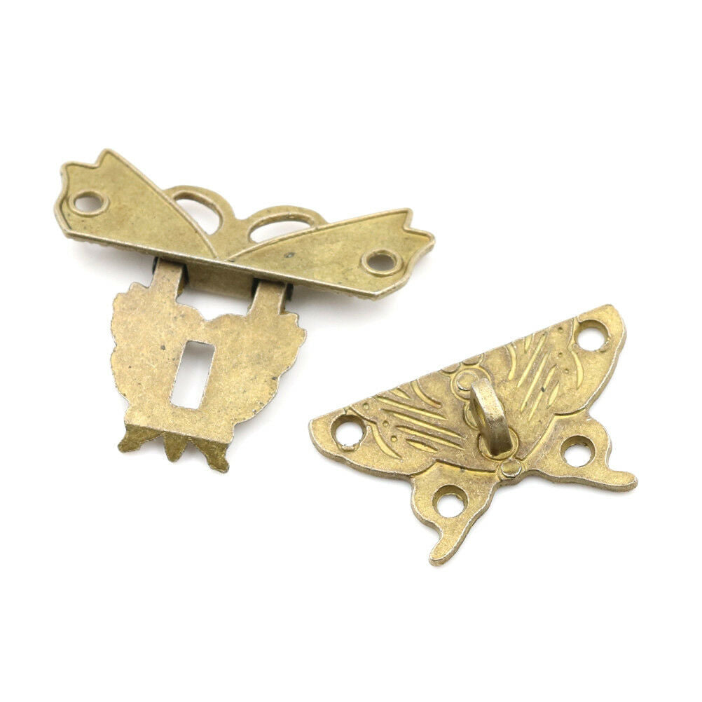 Retro Chic Butterfly Latch Catch Jewelry Wooden Box Lock Hasp Pad Chest Lock  Lt
