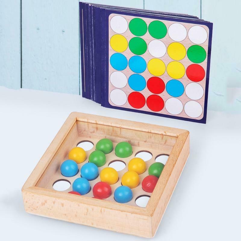 Wooden Busy Board with Colorful Beads Montessori Fine Motor Training Play Set