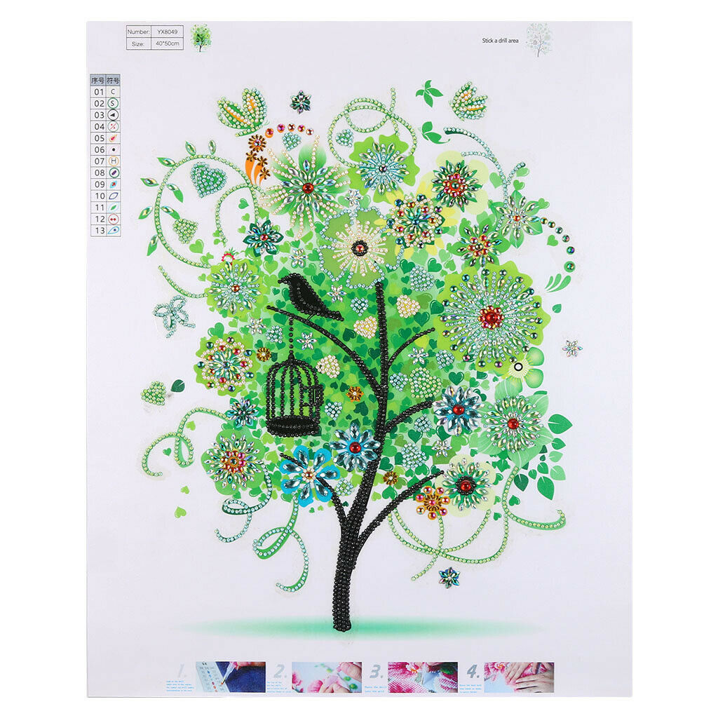 Treer-shaped DIY 5D Diamond Paiting Cross Stitch Kit for Arts Craft Green