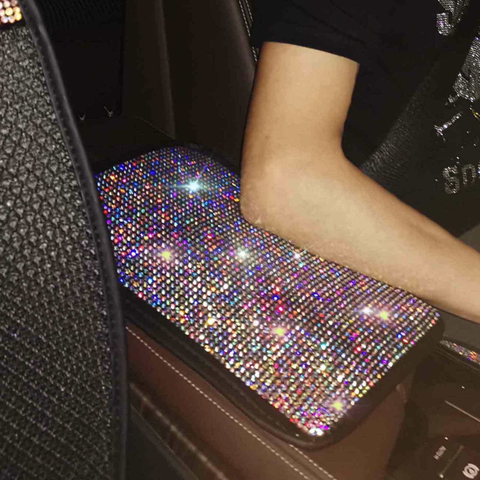Car Armrest Pad Cover Center Console Box Cushion Mat Fancy Diamond For Women CN