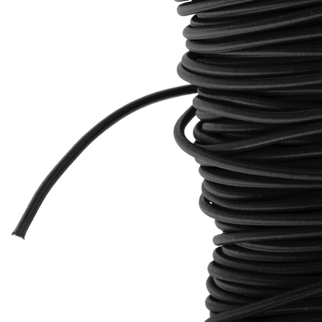 4mm Elastic Bungee Rope Marine Shock Cord - Tie Down Roof Racks 50m Black