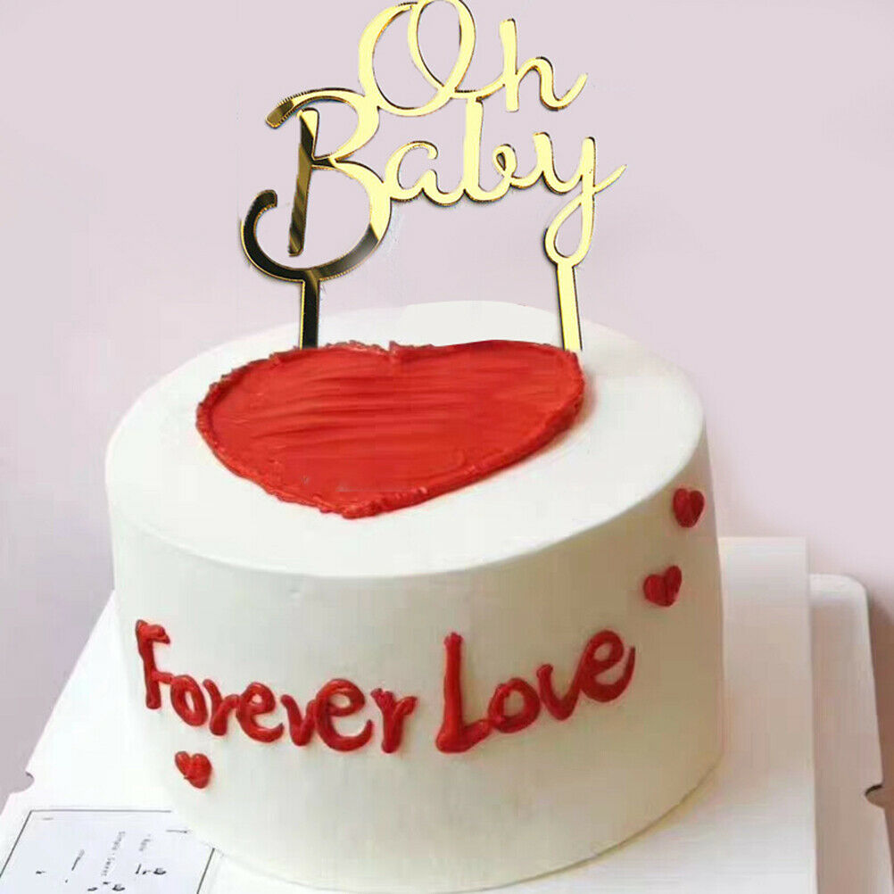 Oh Baby Pattern Happy Birthday Acrylic Cake Topper Babyshower Cupcake Topp.l8