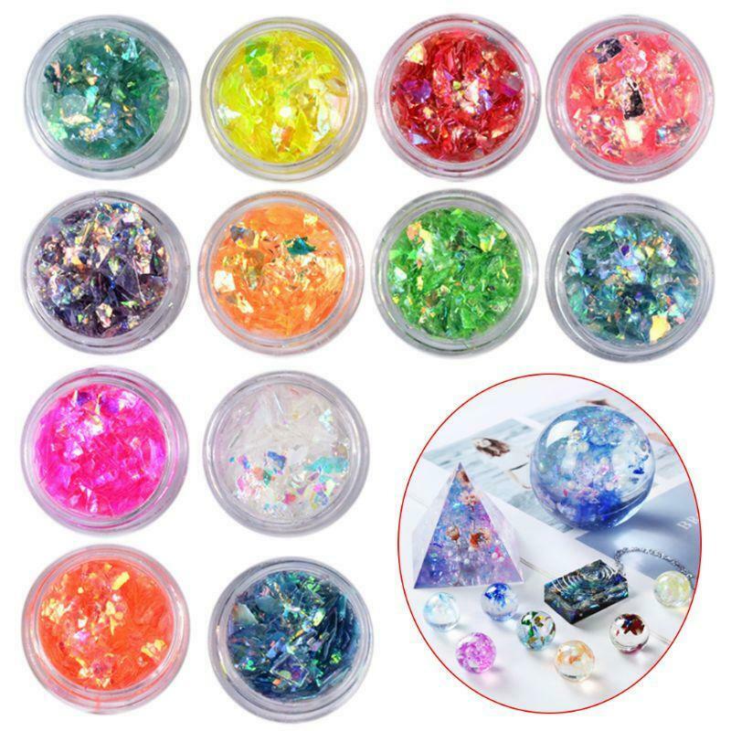 12 box/set Manicure Shell Cellophane Colorful Candy Aurora Papers Hard Epoxy