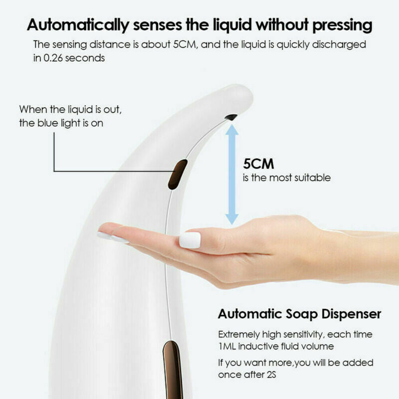 300ML Automatic Soap Dispenser ABS Touchless Handsfree IR Sensor Liquid Home