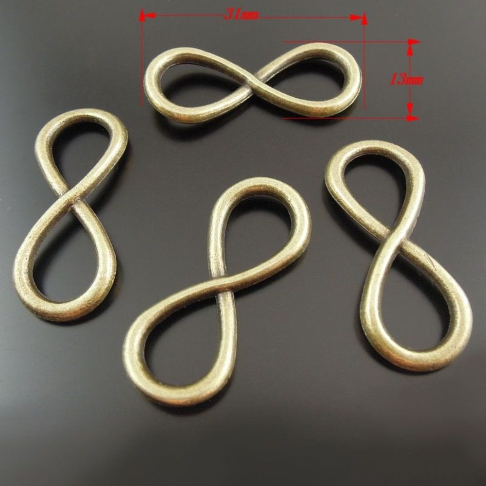 10 Retro Bronze Infinity Charm Bracelet Connector Alloy Pendant Jewelry 31*13mm