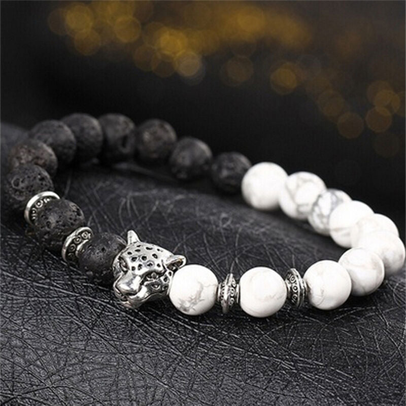 Handmade Mens Women Animals Beaded Natural Lava Stone 8MM Beads Agate Bracelets