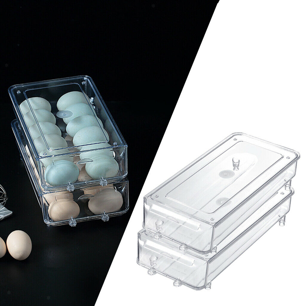 Stackable egg holder drawer that scrolls down automatically